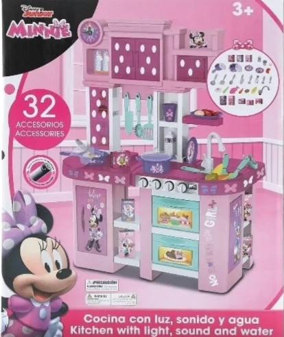 Cocinita Minnie Con Agua Luz Y Sonido+ 32 Accesorios