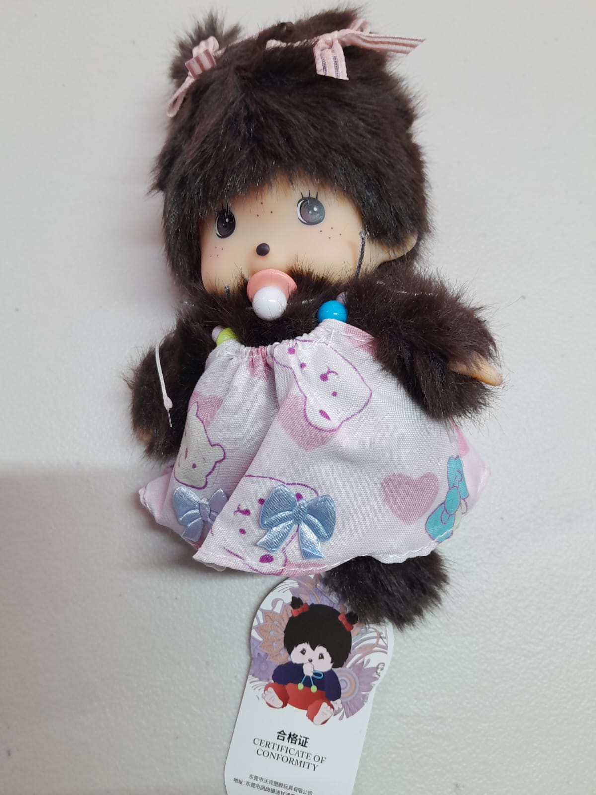 Llavero monchichi niña rosa