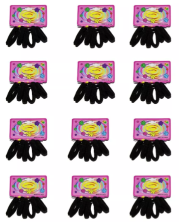 Liga Para Cabello 72 Pzs Donitas Elástica  Color Negro 12na