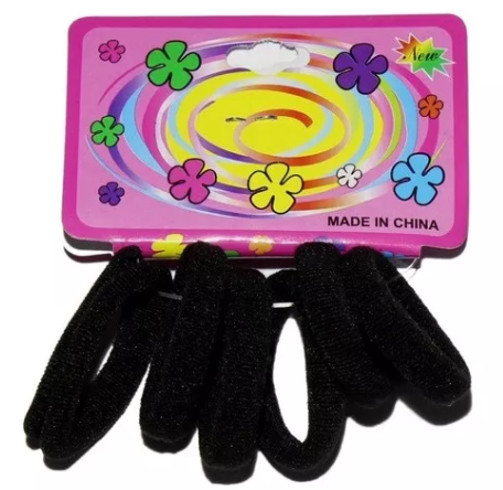 Liga Para Cabello 72 Pzs Donitas Elástica  Color Negro 12na